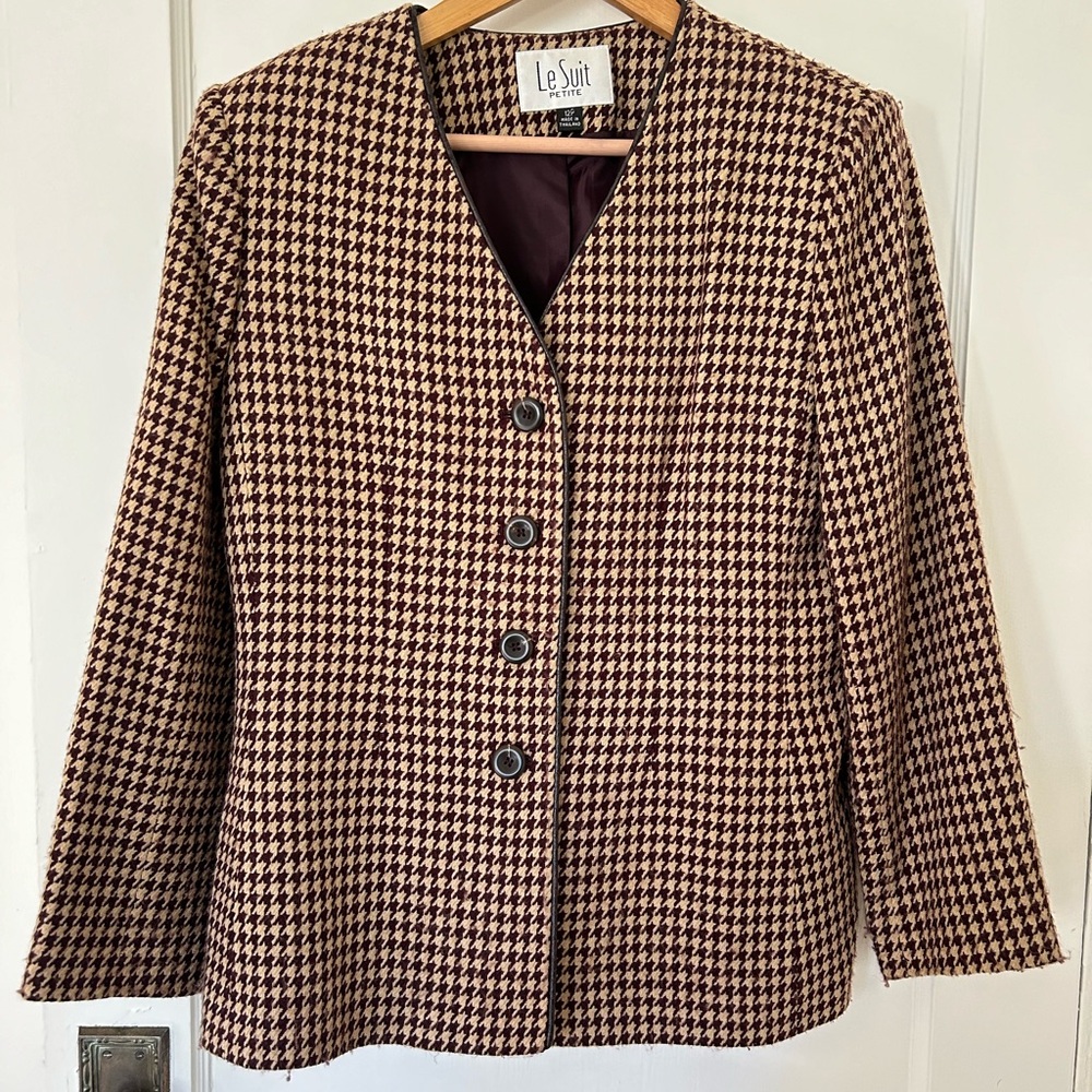 Burgundy Houndstooth Blazer